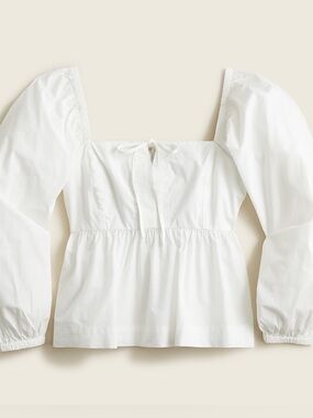 J. Crew White Squareneck cotton poplin top